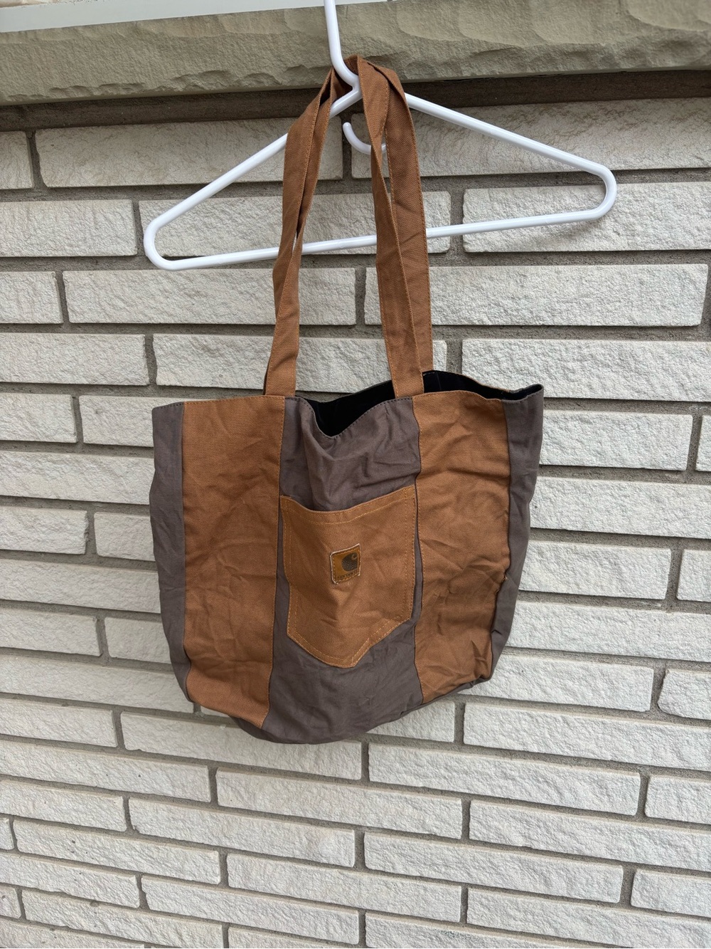 Carhartt Reworked Patchwork Canvas Tote Brown Large